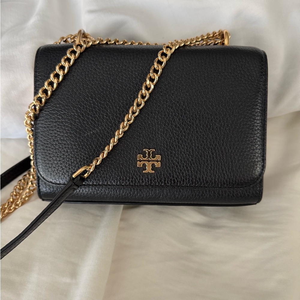 Tory Burch Carter Black Crossbody with Gold Chain